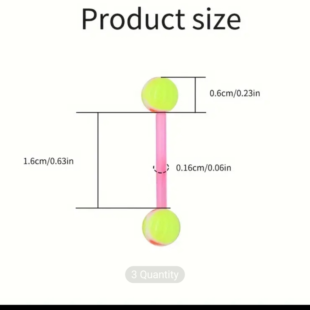 🌞3Pcs Mixed Color Acrylic Rod Tongue. - Picture 3 of 4